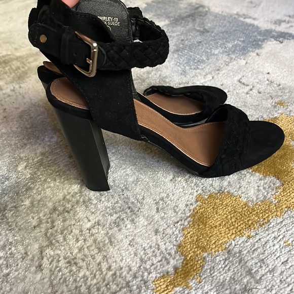 Black Velvet Ankle Sandals - Picture 2 of 6
